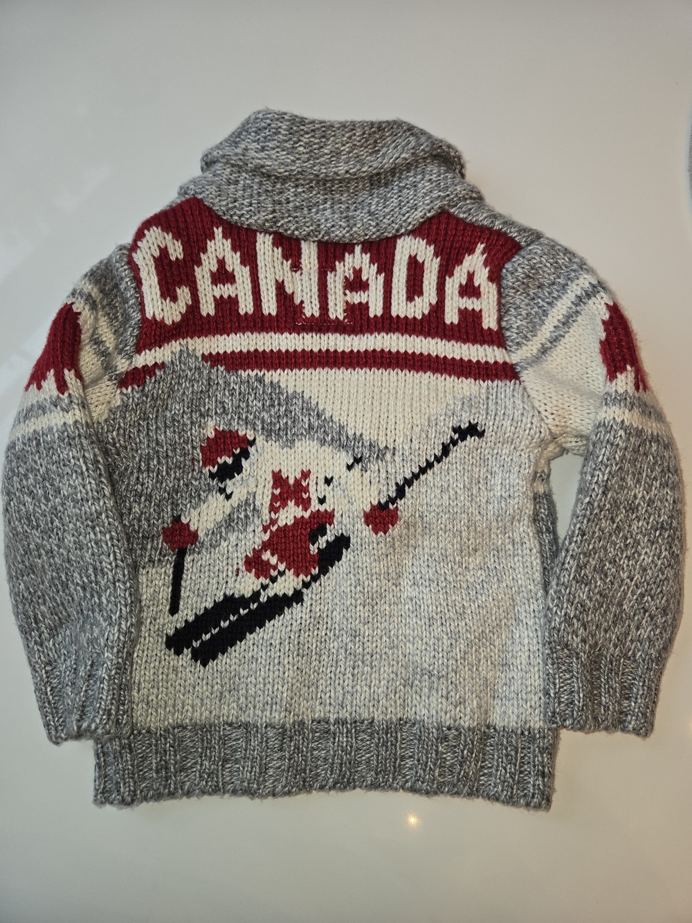 Kids Canadiana Knit Ski Sweater - Gray, Red, White